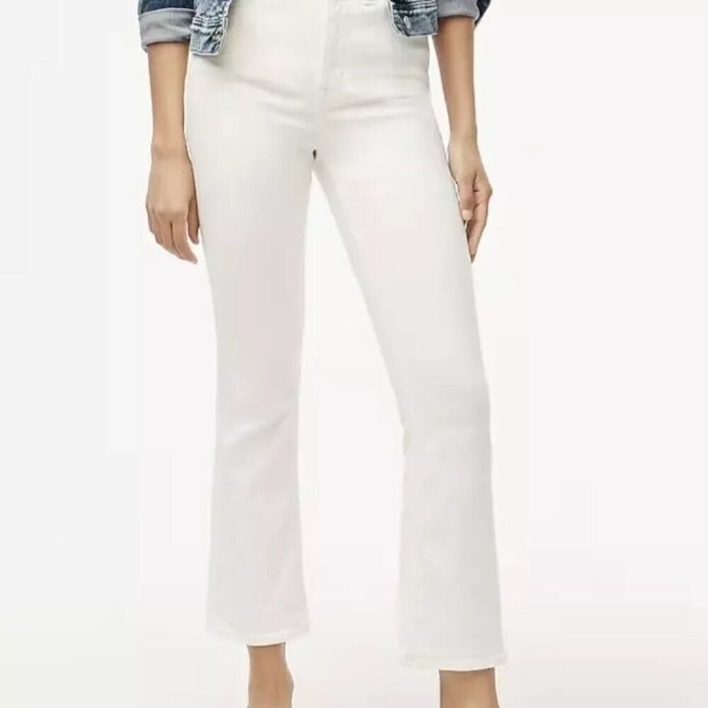 J. Crew Women's Size 24 Flare Crop Cut White Jeans